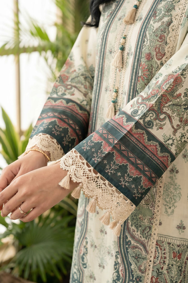 Beige 3 Piece Unstitched Premium Printed Lawn Suit By Jacquard Clothing Summer 2026 Hania Manahil Collection