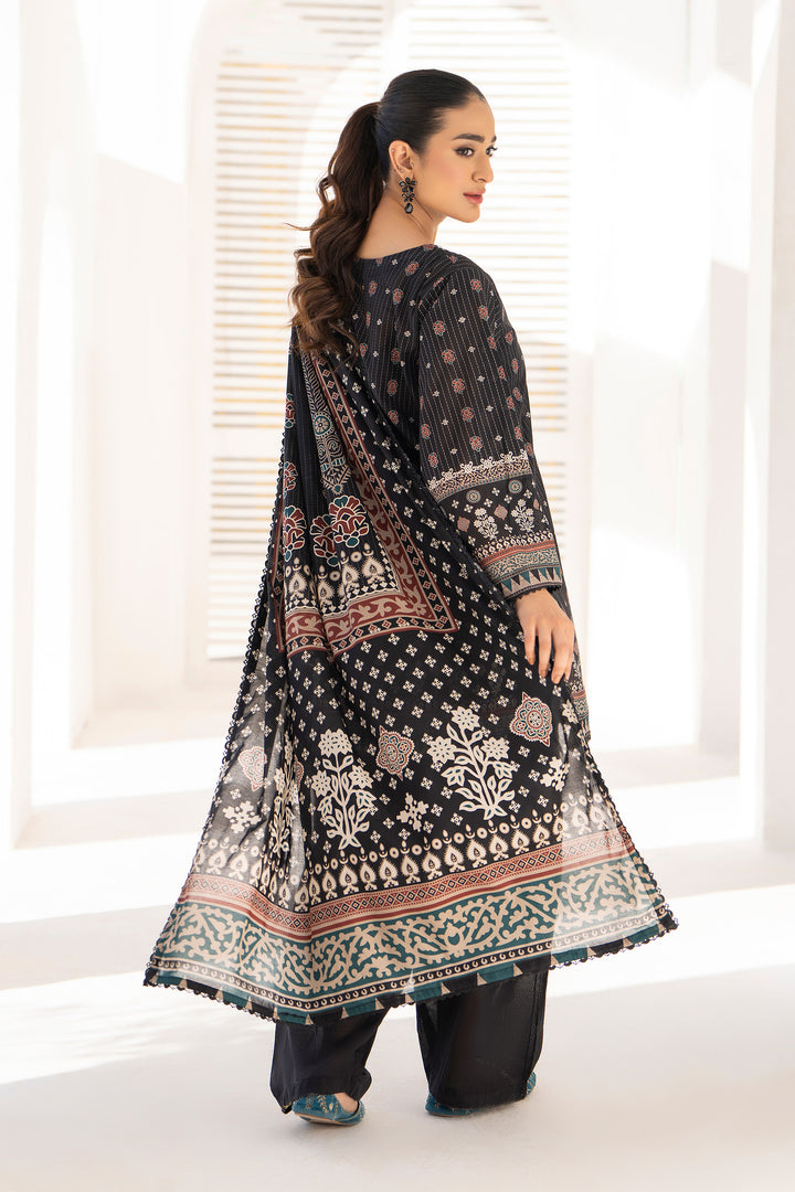 Black 3 Piece Unstitched Premium Lawn - SU25V6-S3 - JACQUARD CLOTHING