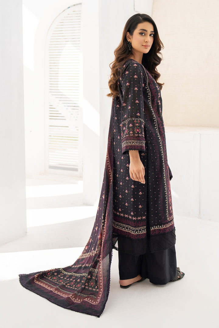 Black 3 Piece Unstitched Premium Lawn - SU25V9-S3 - JACQUARD CLOTHING