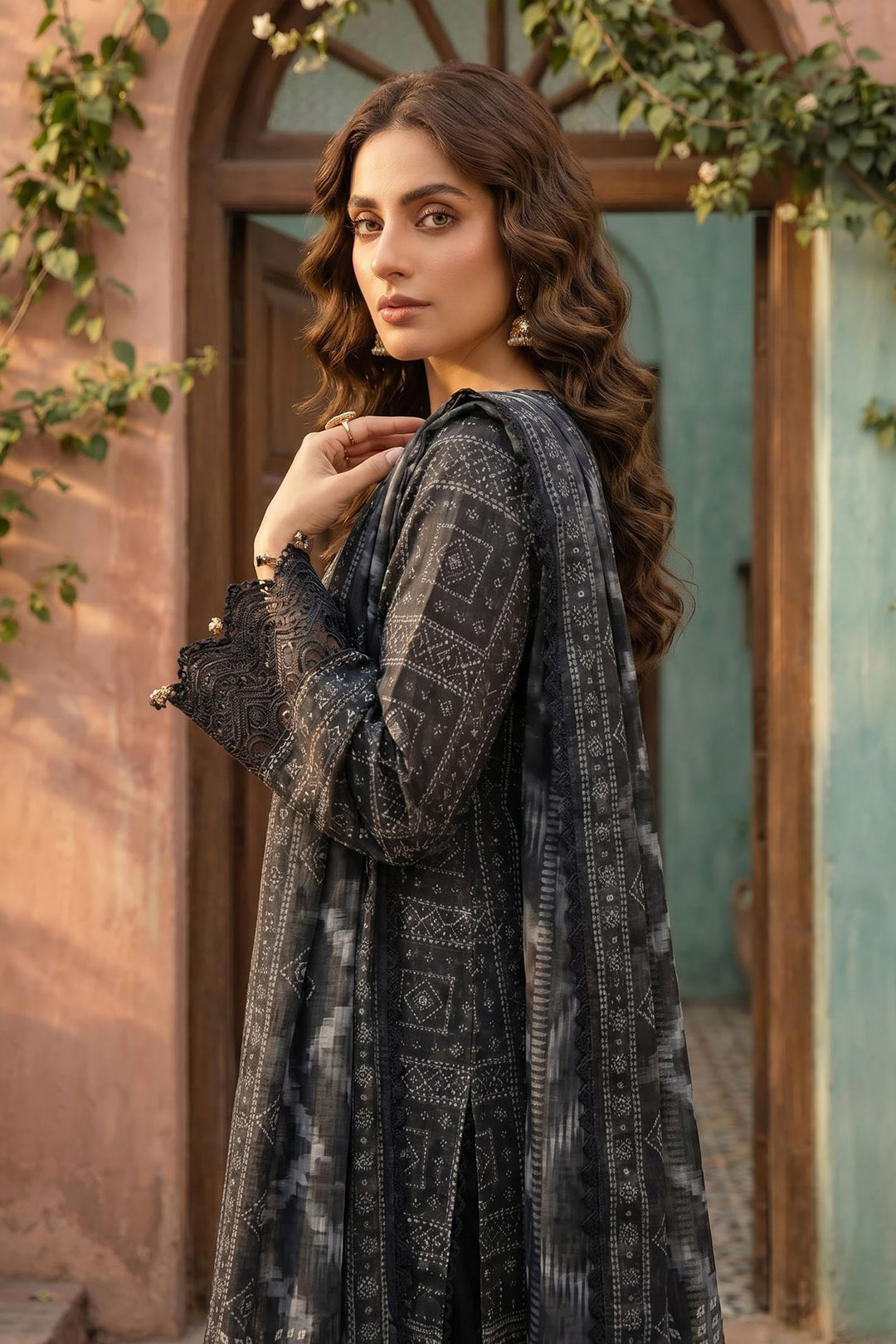 Black 3 Piece Unstitched Premium Printed Lawn