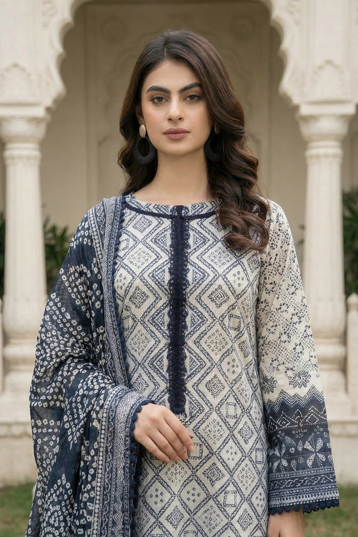 Black 3 Piece Unstitched Premium Printed Lawn