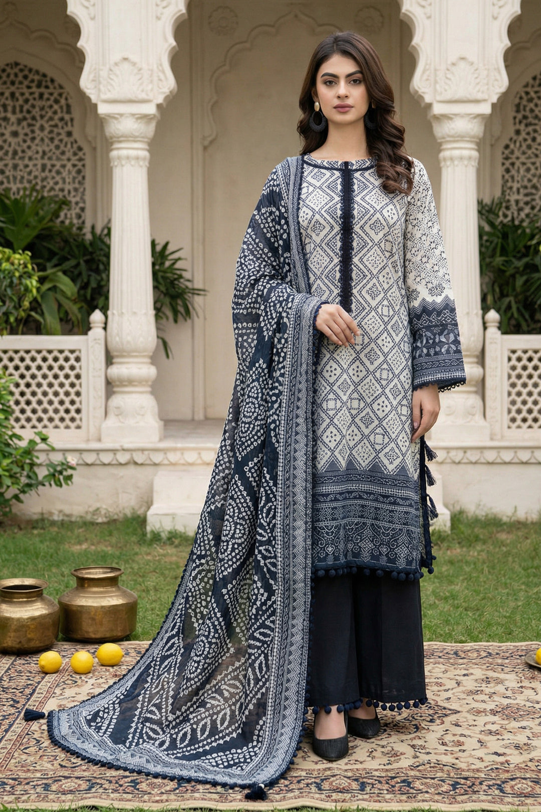 Black 3 Piece Unstitched Premium Printed Lawn