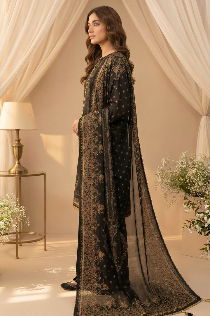 Black 3 Piece Unstitched Premium Printed Lawn Suit By Jacquard Clothing Summer 2026 Hania Manahil Collection