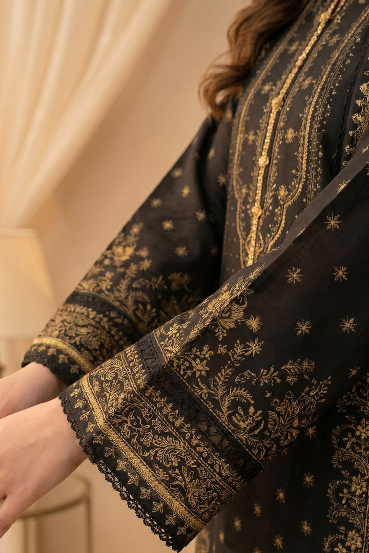 Black 3 Piece Unstitched Premium Printed Lawn Suit By Jacquard Clothing Summer 2026 Hania Manahil Collection