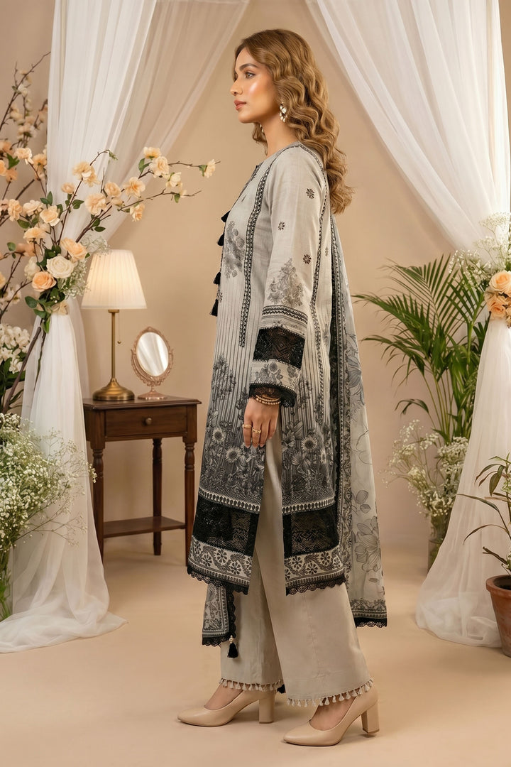 Black 3 Piece Unstitched Premium Printed Lawn Suit By Jacquard Clothing Summer 2026 Hania Manahil Collection