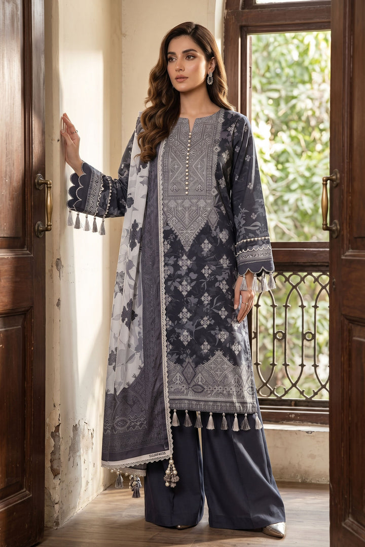 Black 3 Piece Unstitched Premium Printed Lawn Suit By Jacquard Clothing Summer Collection 2026