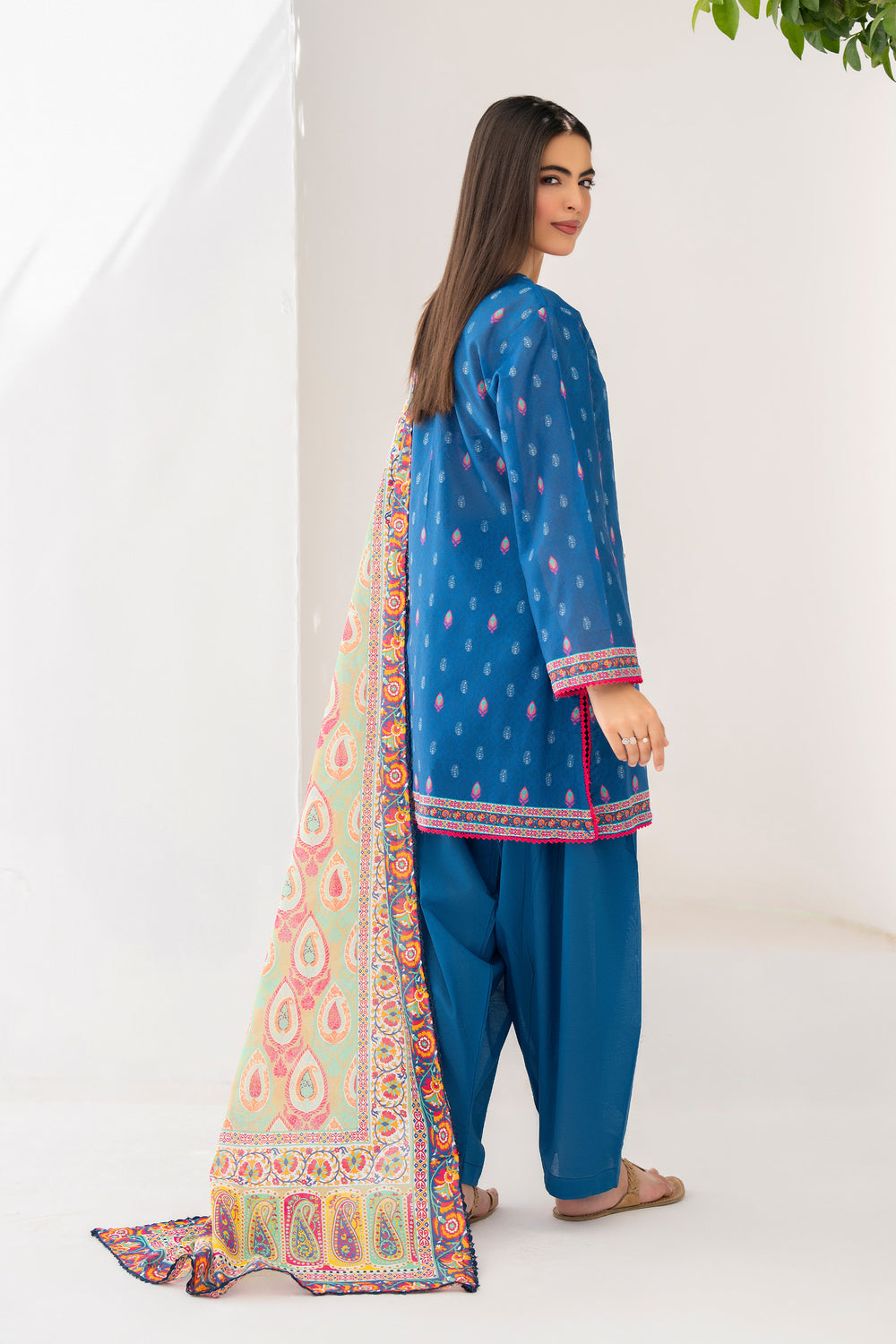 Blue 3 Piece Unstitched Premium Lawn - SU25V5-S5 - JACQUARD CLOTHING