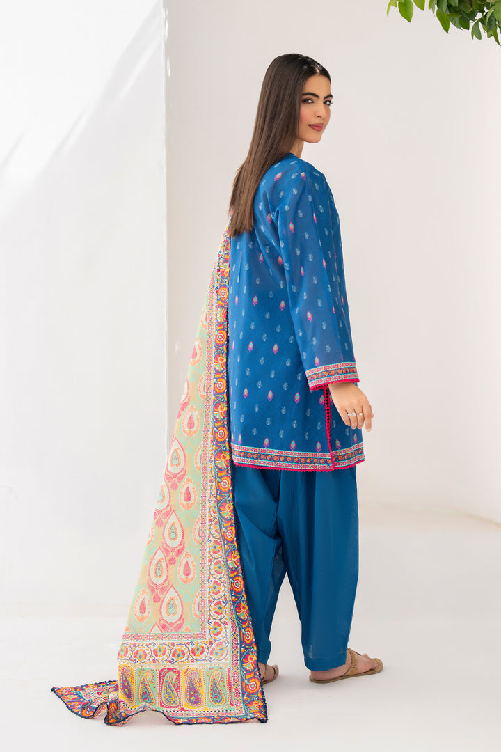Blue 3 Piece Unstitched Premium Lawn - SU25V5-S5 - JACQUARD CLOTHING
