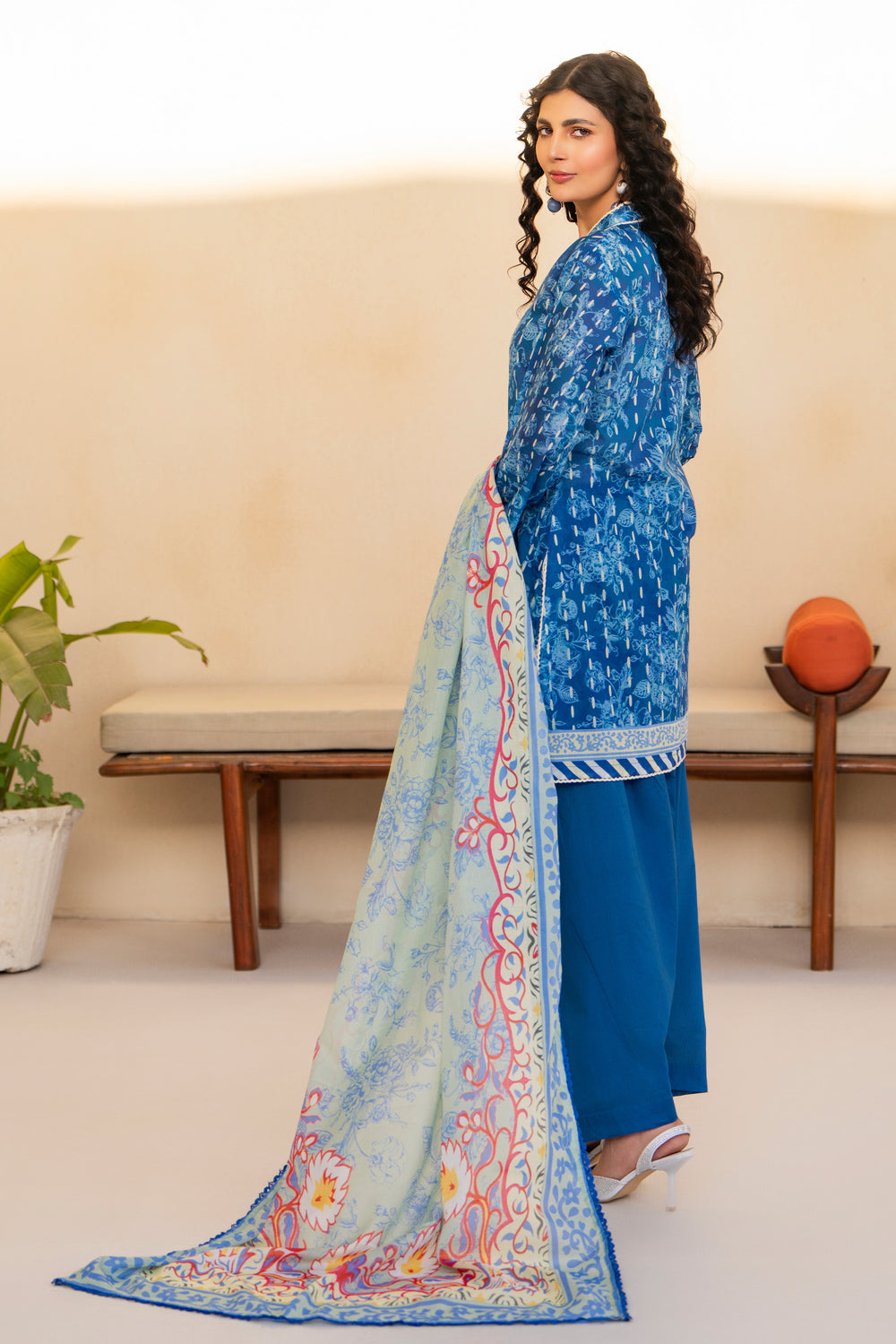 Blue 3 Piece Unstitched Premium Lawn - SU25V5-S8 - JACQUARD CLOTHING
