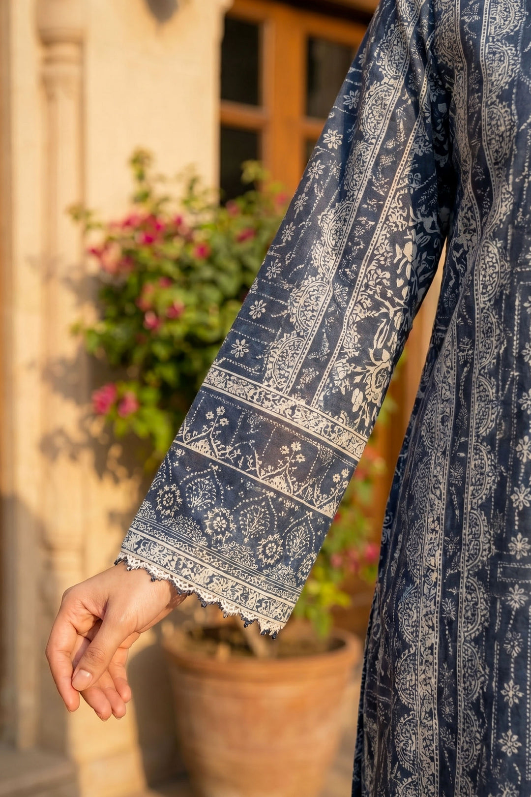 Blue 3 Piece Unstitched Premium Printed Lawn