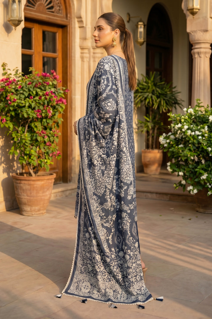 Blue 3 Piece Unstitched Premium Printed Lawn