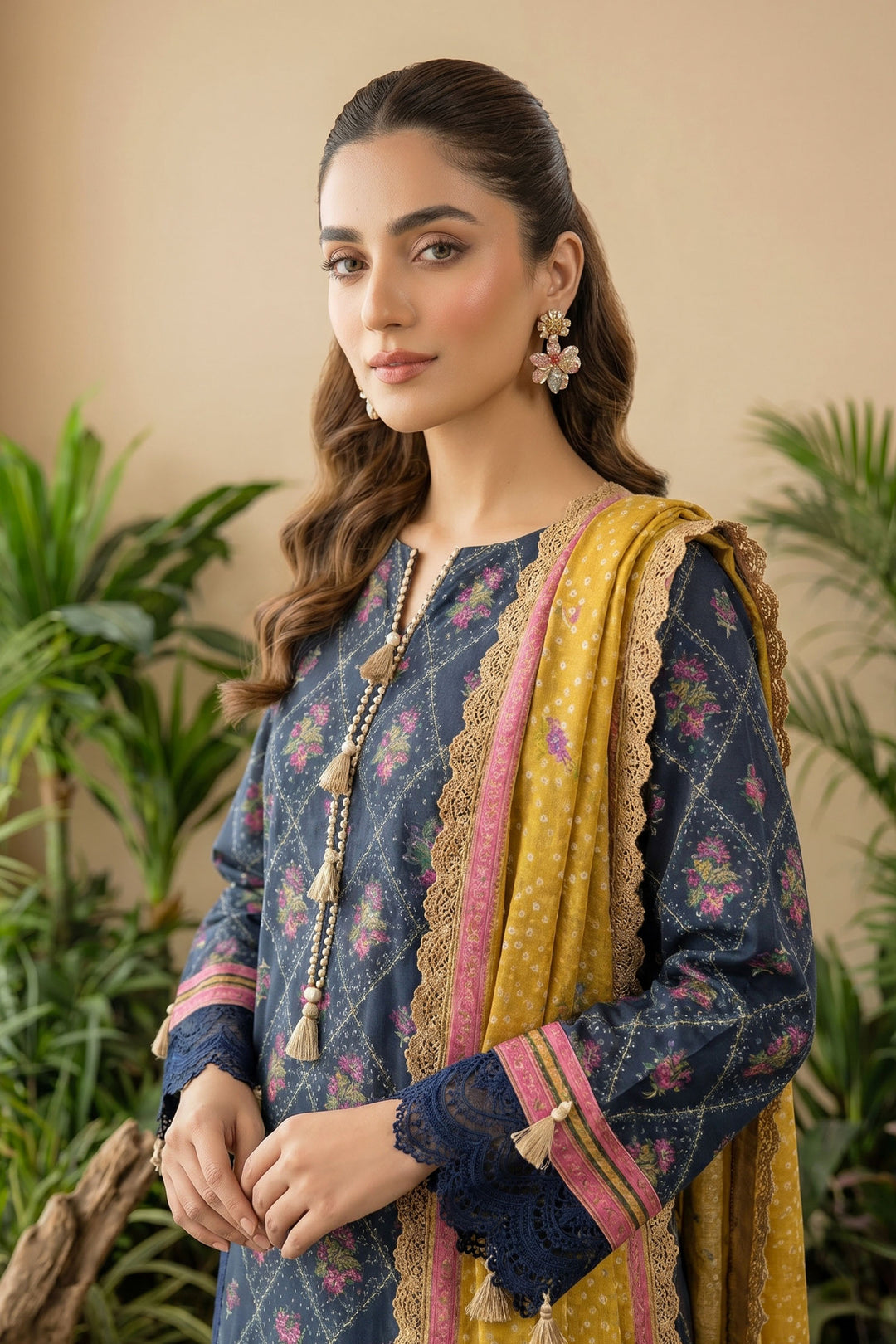 Blue 3 Piece Unstitched Premium Printed Lawn Suit By Jacquard Clothing Summer 2026 Hania Manahil Collection