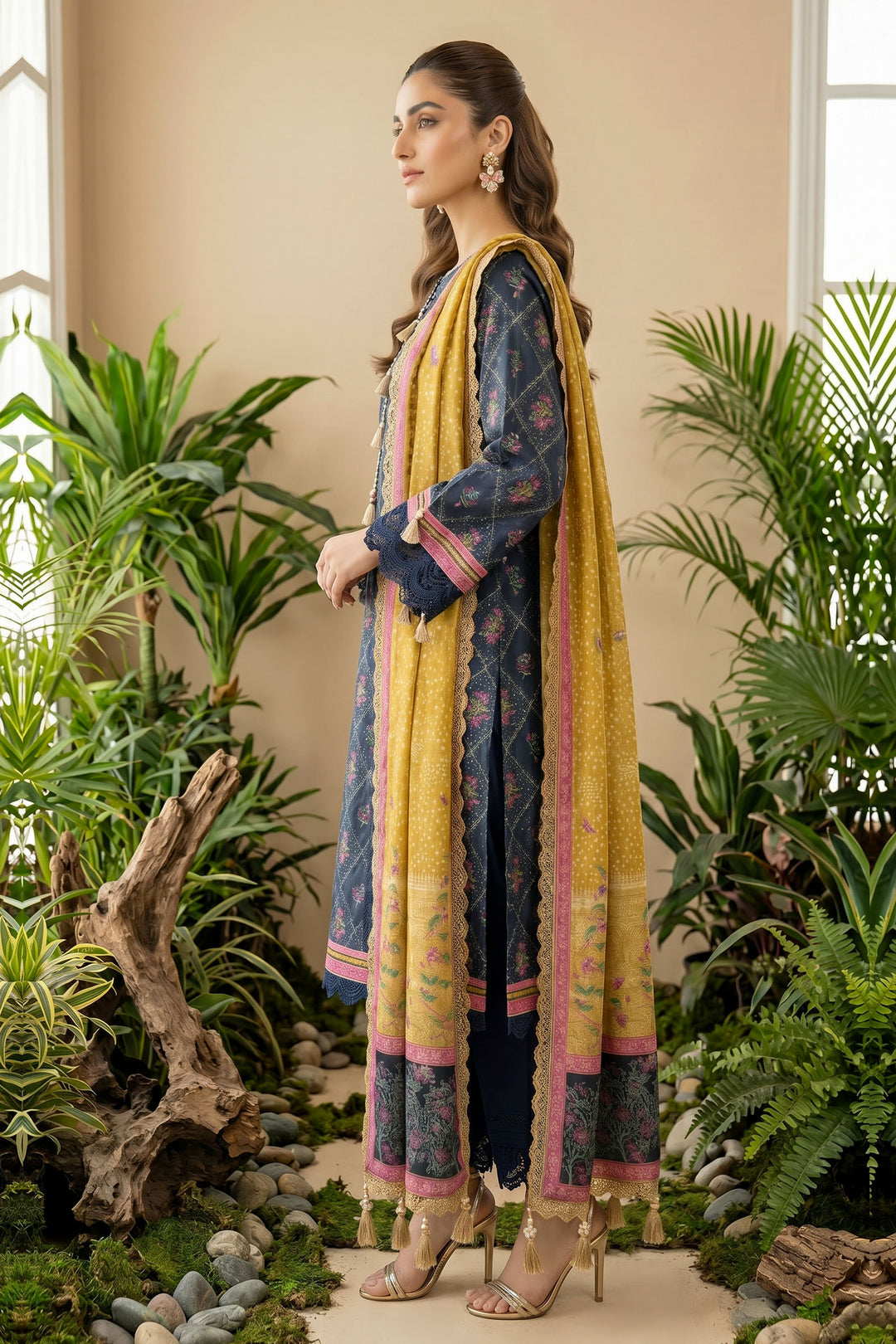 Blue 3 Piece Unstitched Premium Printed Lawn Suit By Jacquard Clothing Summer 2026 Hania Manahil Collection