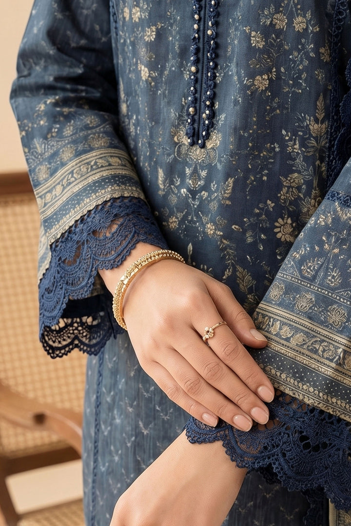 Blue 3 Piece Unstitched Premium Printed Lawn Suit By Jacquard Clothing Summer Collection 2026
