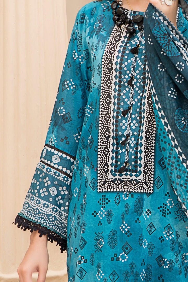 Blue Lawn 3 Piece Unstitched - Jacquard Clothing