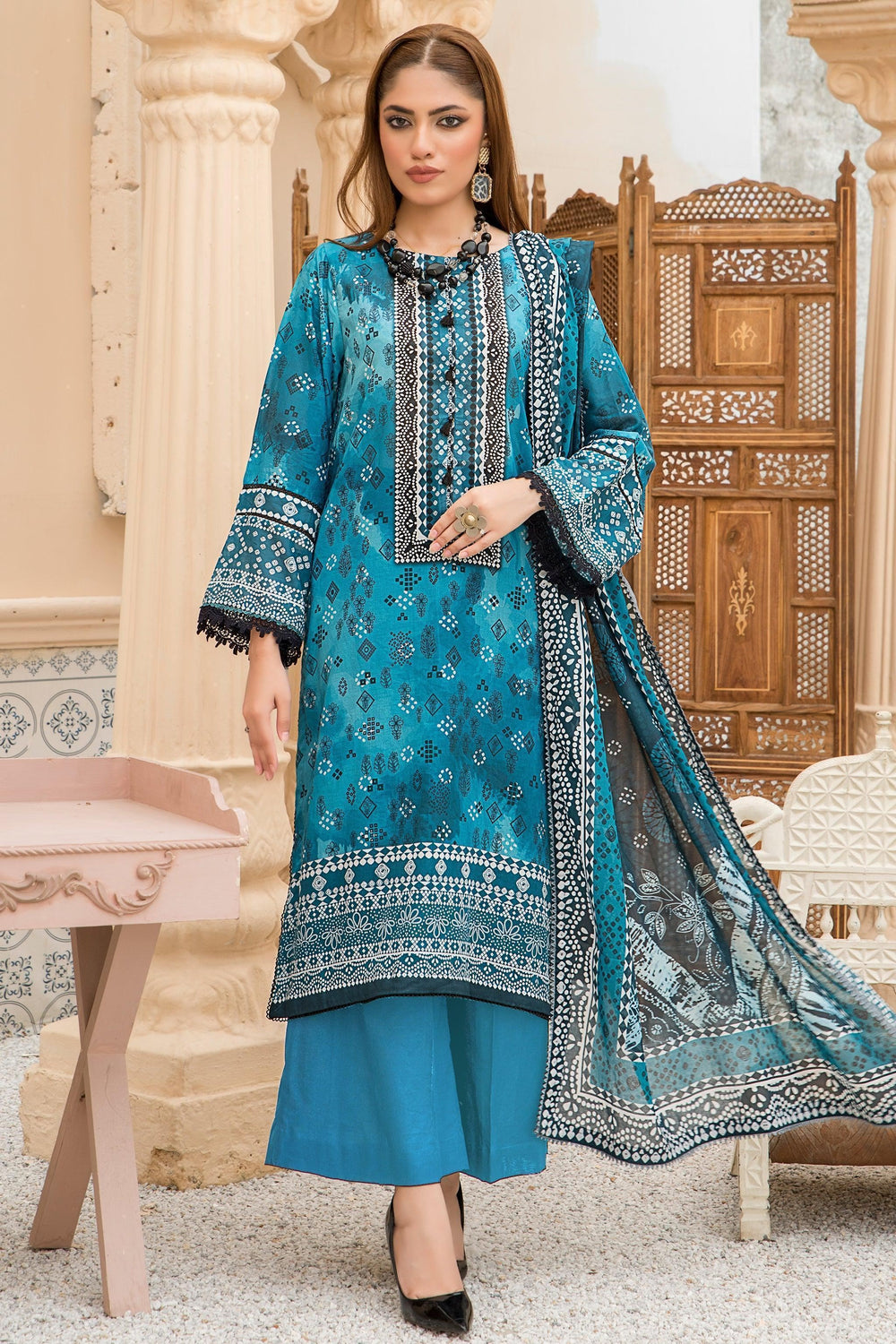 Blue Lawn 3 Piece Unstitched - Jacquard Clothing