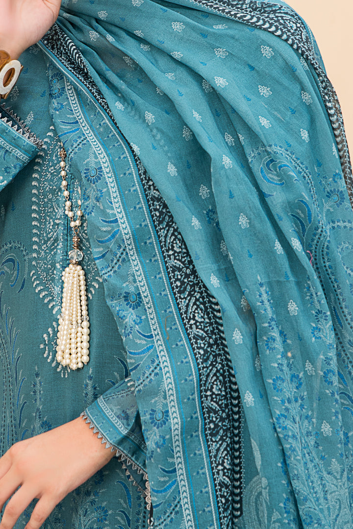 Blue Unstitched 3 Piece Printed Lawn - SU24V40-S4 - JACQUARD CLOTHING