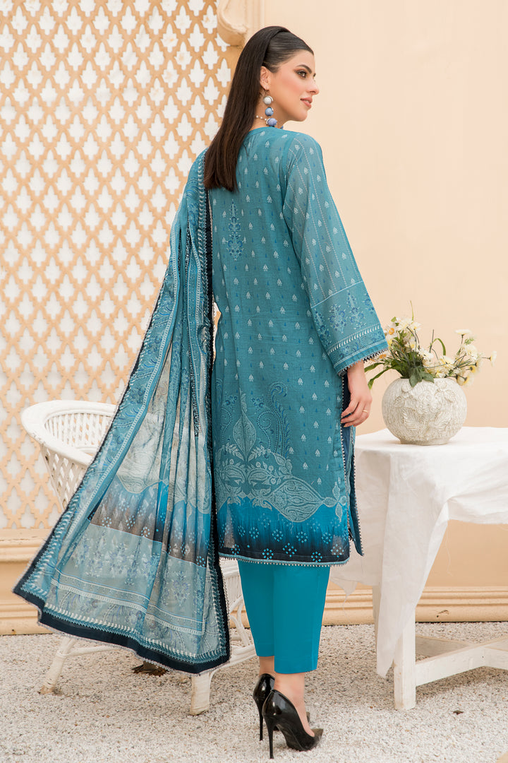 Blue Unstitched 3 Piece Printed Lawn - SU24V40-S4 - JACQUARD CLOTHING