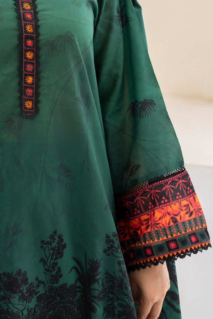 Bottle Green 3 Piece Unstitched Premium Lawn - SU25V6-S6 - JACQUARD CLOTHING