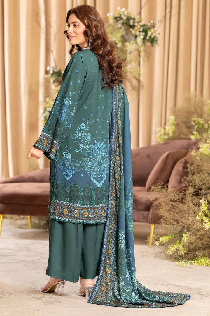 Bottle Green 3 Piece Unstitched Linen - Jacquard Clothing