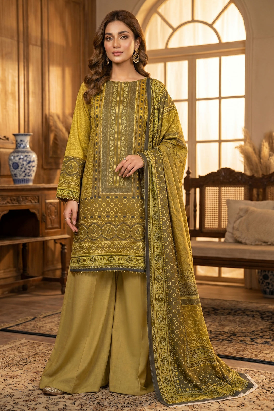 Brass 3 Piece Unstitched Premium Printed Lawn Suit By Jacquard Clothing Summer Collection 2026