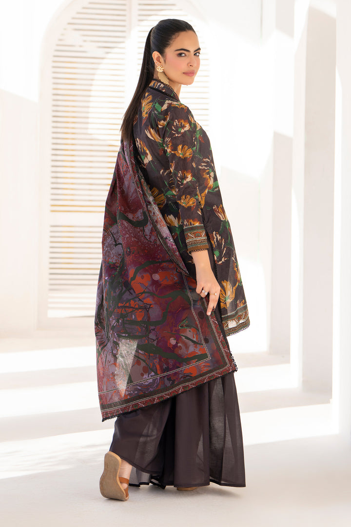Brown 3 Piece Unstitched Premium Lawn - SU25V7-S5 - JACQUARD CLOTHING
