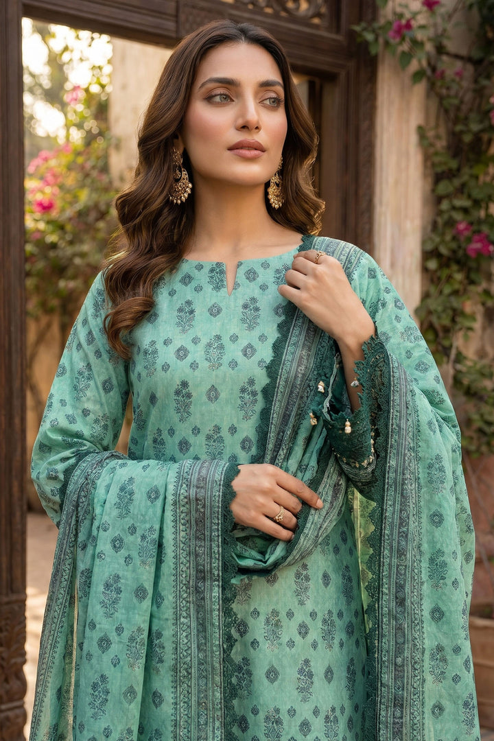 Cadet Blue 3 Piece Unstitched Premium Printed Lawn