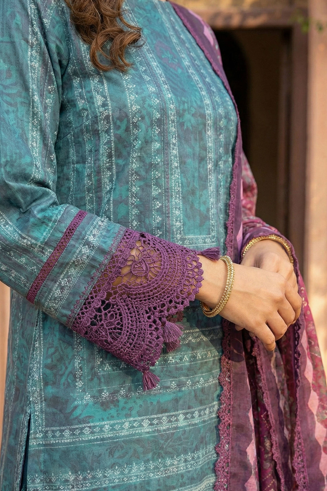 Cadet Blue 3 Piece Unstitched Premium Printed Lawn Suit - Jacquard Wirsa By Zainab Collection Summer 2026