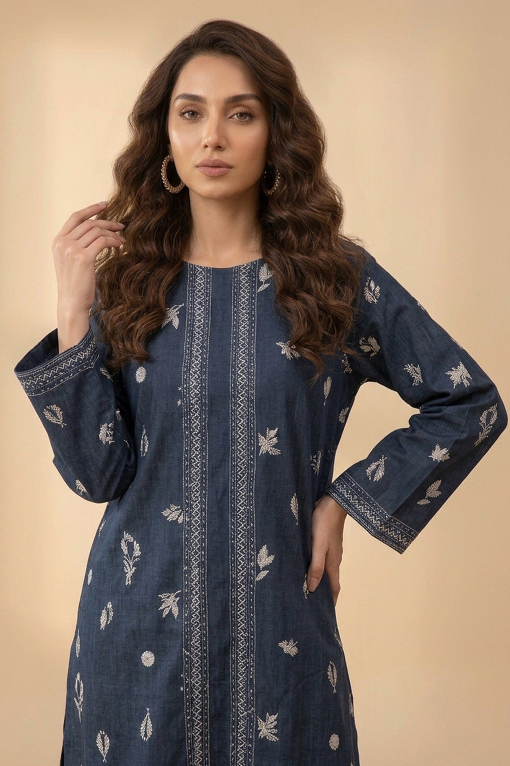 Charcoal 2 Piece Unstitched Printed Cambric Co-Ord Set