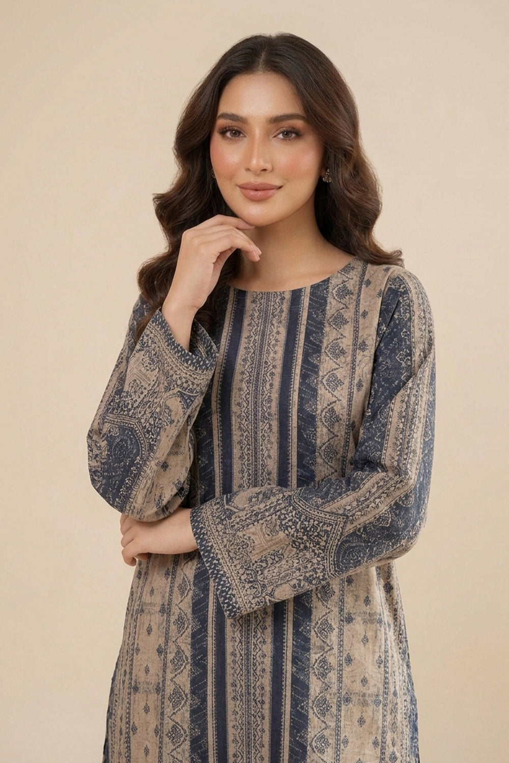 Charcoal 2 Piece Unstitched Printed Cambric Co-Ord Set