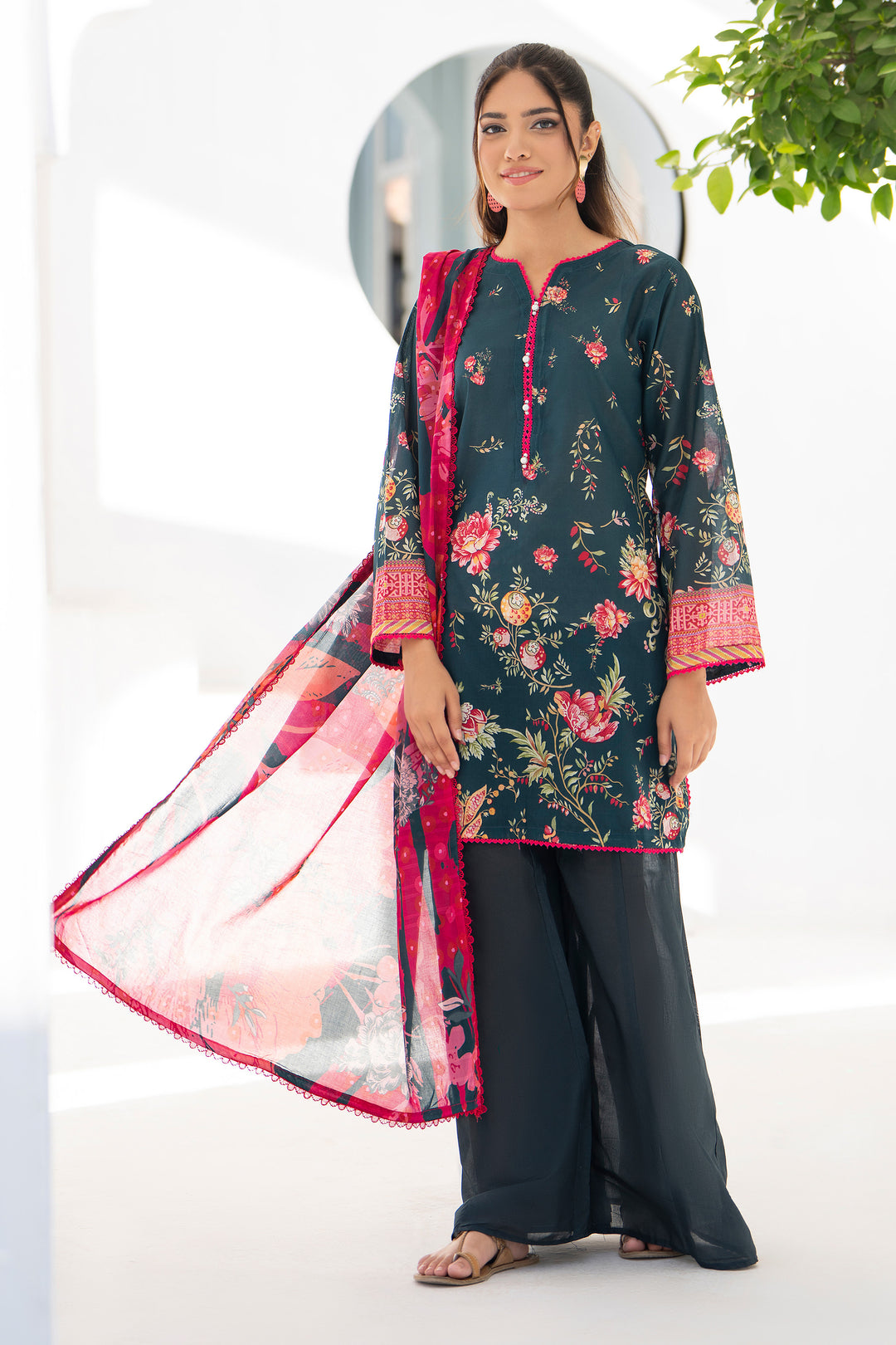 Charcoal 3 Piece Unstitched Premium Lawn - SU25V2-S4 - JACQUARD CLOTHING