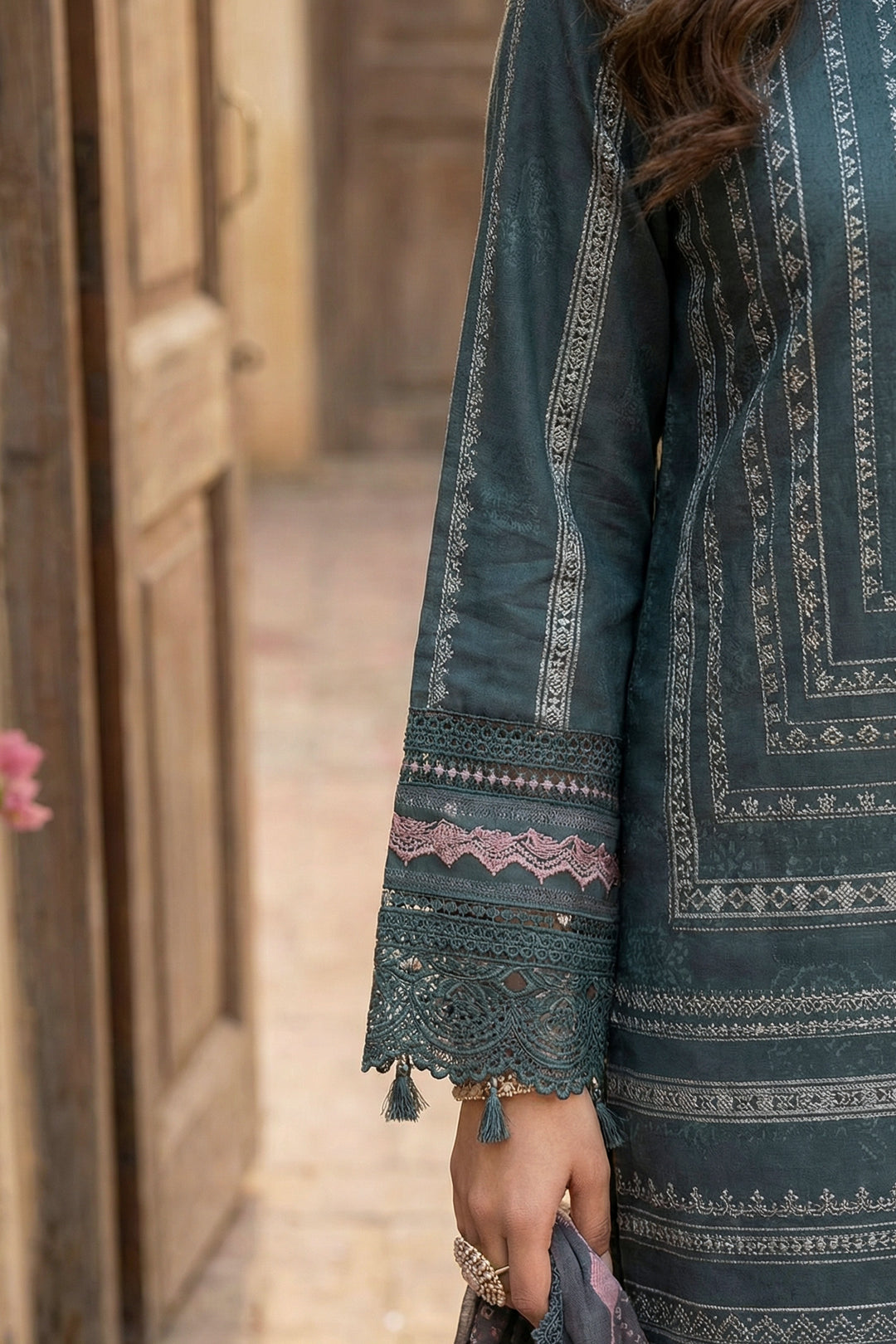Charcoal 3 Piece Unstitched Premium Printed Lawn Suit - Jacquard Wirsa By Zainab Collection Summer 2026