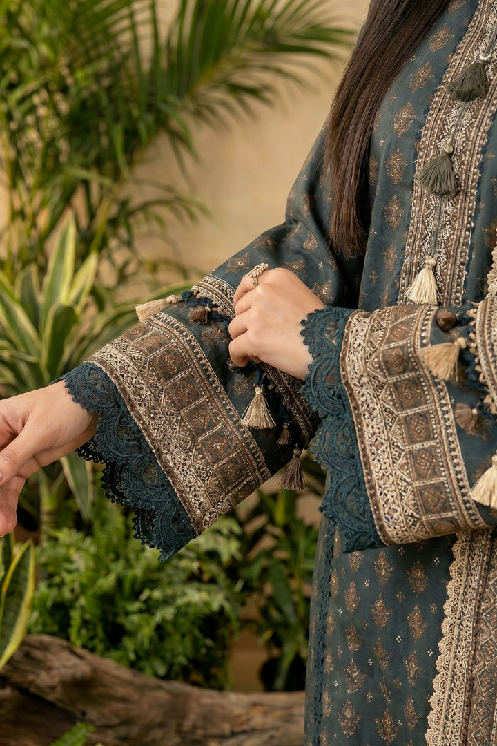 Charcoal 3 Piece Unstitched Premium Printed Lawn Suit By Jacquard Clothing Summer 2026 Hania Manahil Collection