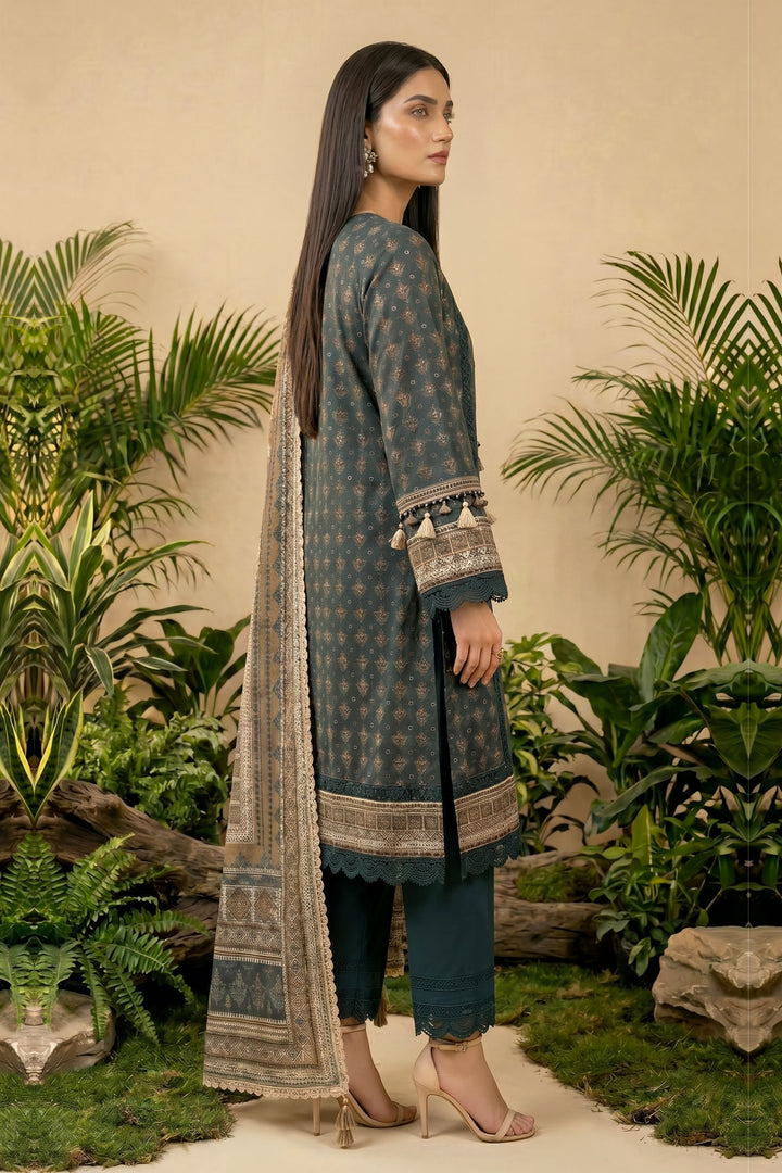 Charcoal 3 Piece Unstitched Premium Printed Lawn Suit By Jacquard Clothing Summer 2026 Hania Manahil Collection