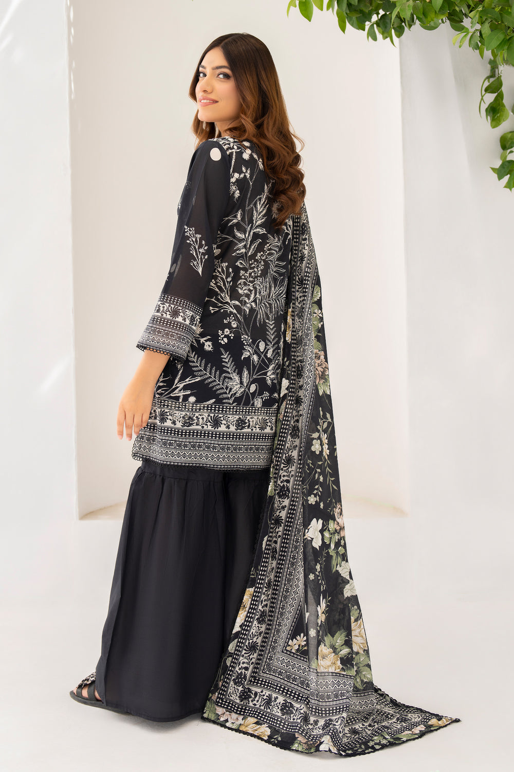 Chic Black 3 Piece Unstitched Premium Lawn - SU25V3-S2 - JACQUARD CLOTHING