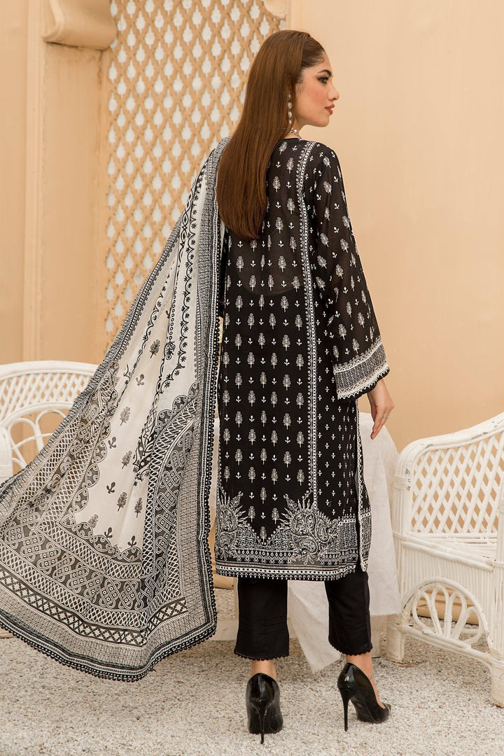 Chic Black Unstitched 3 Piece Lawn - Jacquard Clothing