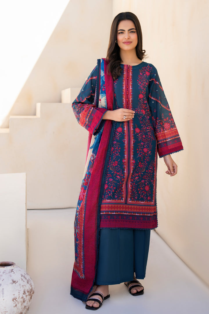 Cobalt Blue 3 Piece Unstitched Premium Lawn - SU25V3-S7 - JACQUARD CLOTHING