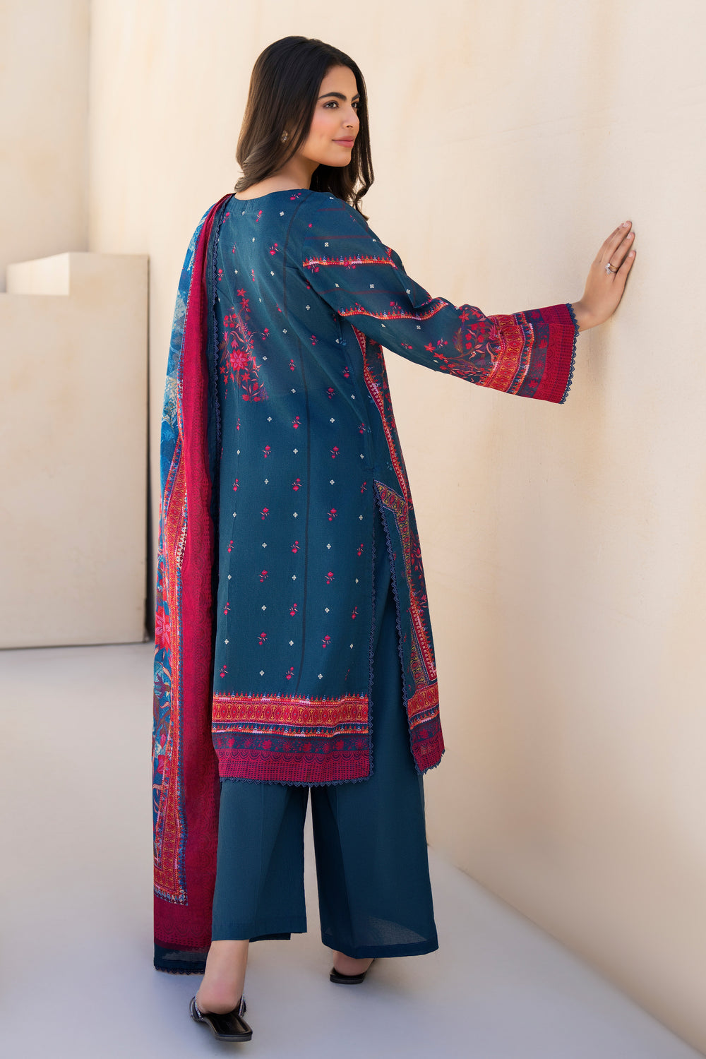 Cobalt Blue 3 Piece Unstitched Premium Lawn - SU25V3-S7 - JACQUARD CLOTHING
