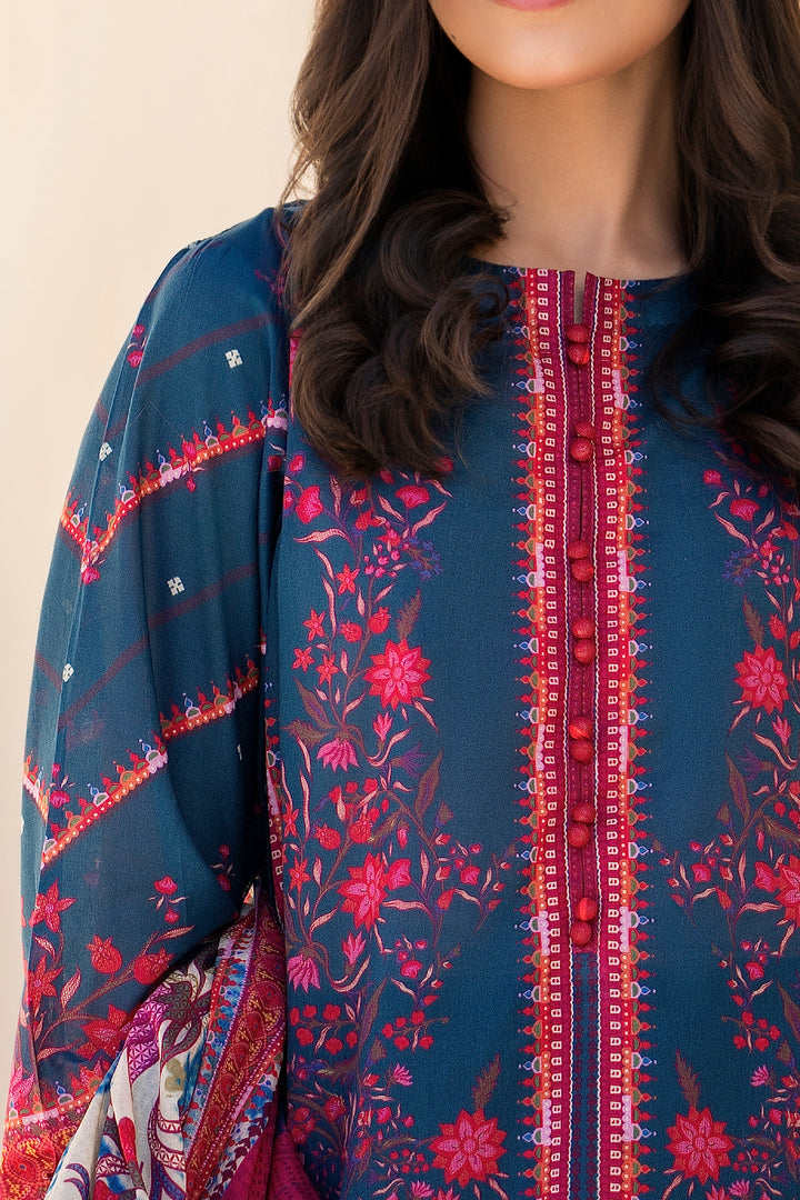 Cobalt Blue 3 Piece Unstitched Premium Lawn - SU25V3-S7 - JACQUARD CLOTHING