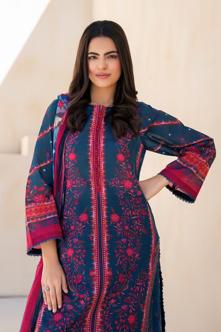 Cobalt Blue 3 Piece Unstitched Premium Lawn - SU25V3-S7 - JACQUARD CLOTHING