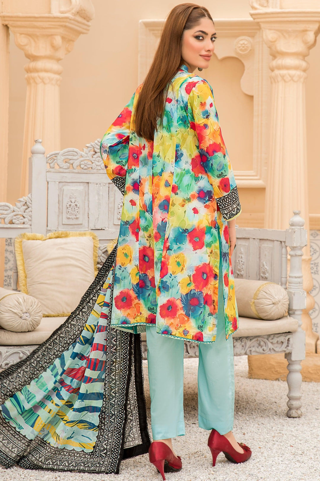 Cyan Lawn 3 Piece Unstitched - Jacquard Clothing