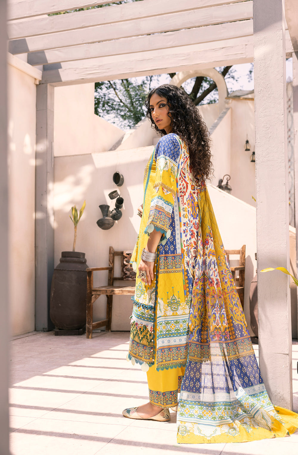 AKS COLLECTION / 3PC / PRINTED EMBROIDERED LAWN UNSTITCHED BY JACQUARD CLOTHING