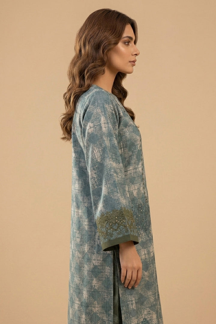 Dark Tan 2 Piece Unstitched Printed Cambric Co-Ord Set