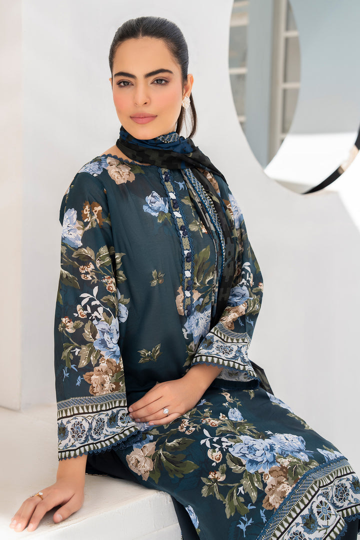 Dark Gray 3 Piece Unstitched Premium Lawn - SU25V8-S10 - JACQUARD CLOTHING