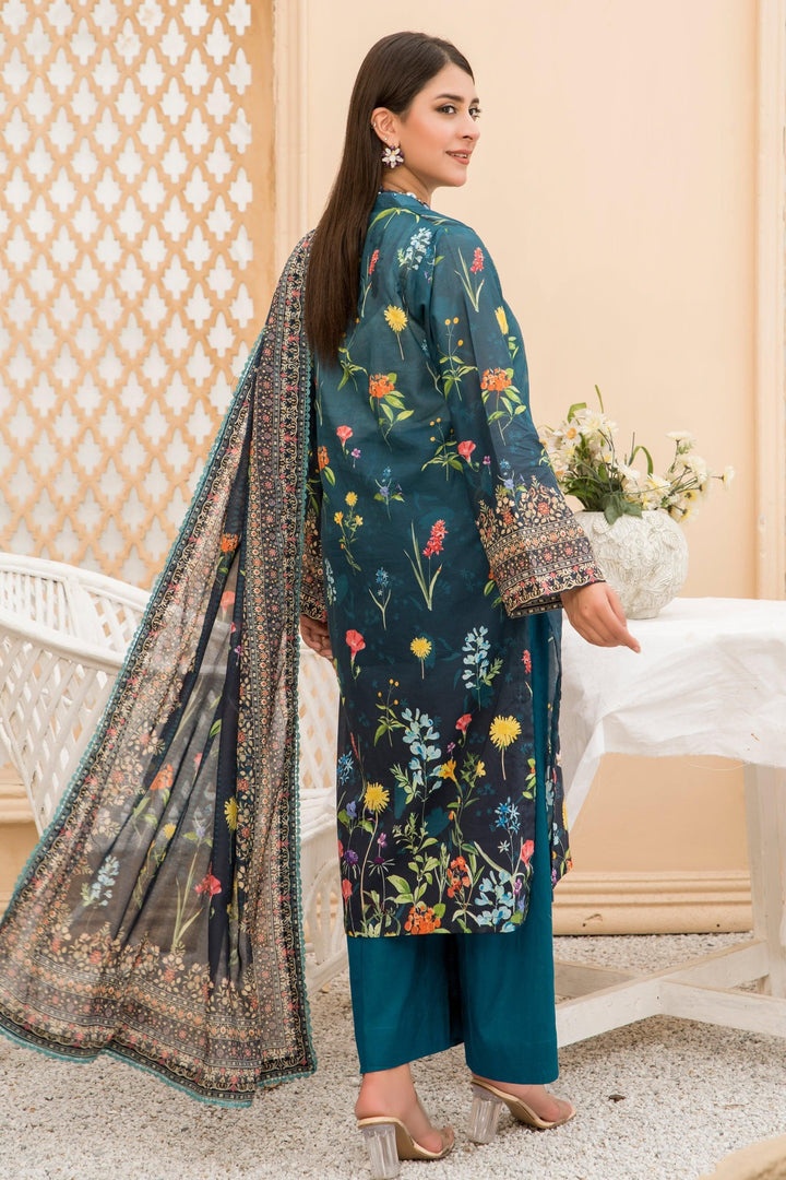 Dark Green Lawn 3 Piece Unstitched - Jacquard Clothing