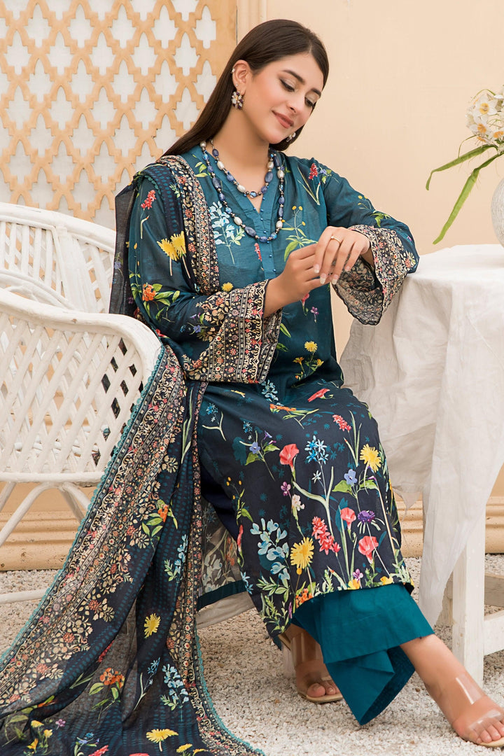 Dark Green Lawn 3 Piece Unstitched - Jacquard Clothing