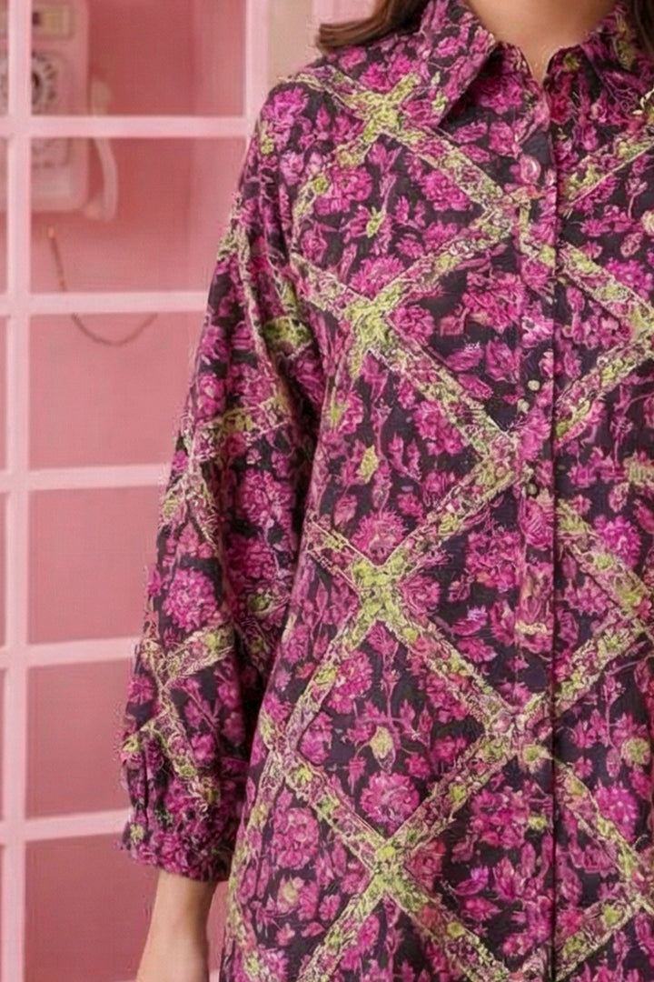 Dark Raspberry 2 Pc Unstitched Printed Cambric Co-Ord Set