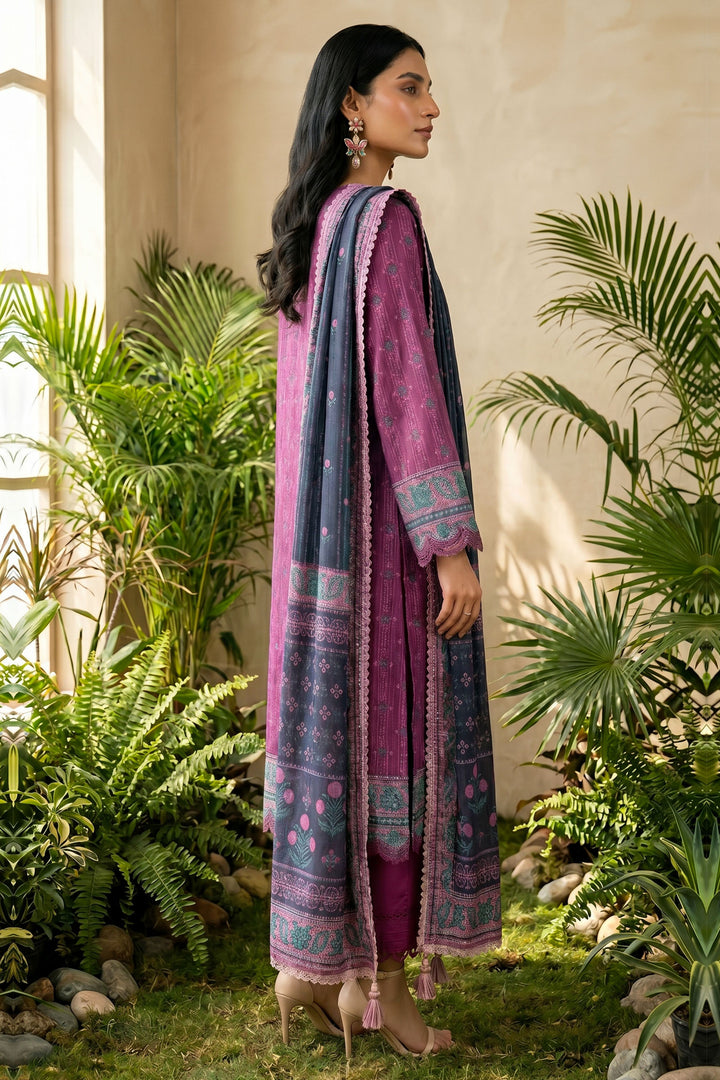 Dark Raspberry 3 Piece Unstitched Premium Printed Lawn Suit By Jacquard Clothing Summer 2026 Hania Manahil Collection