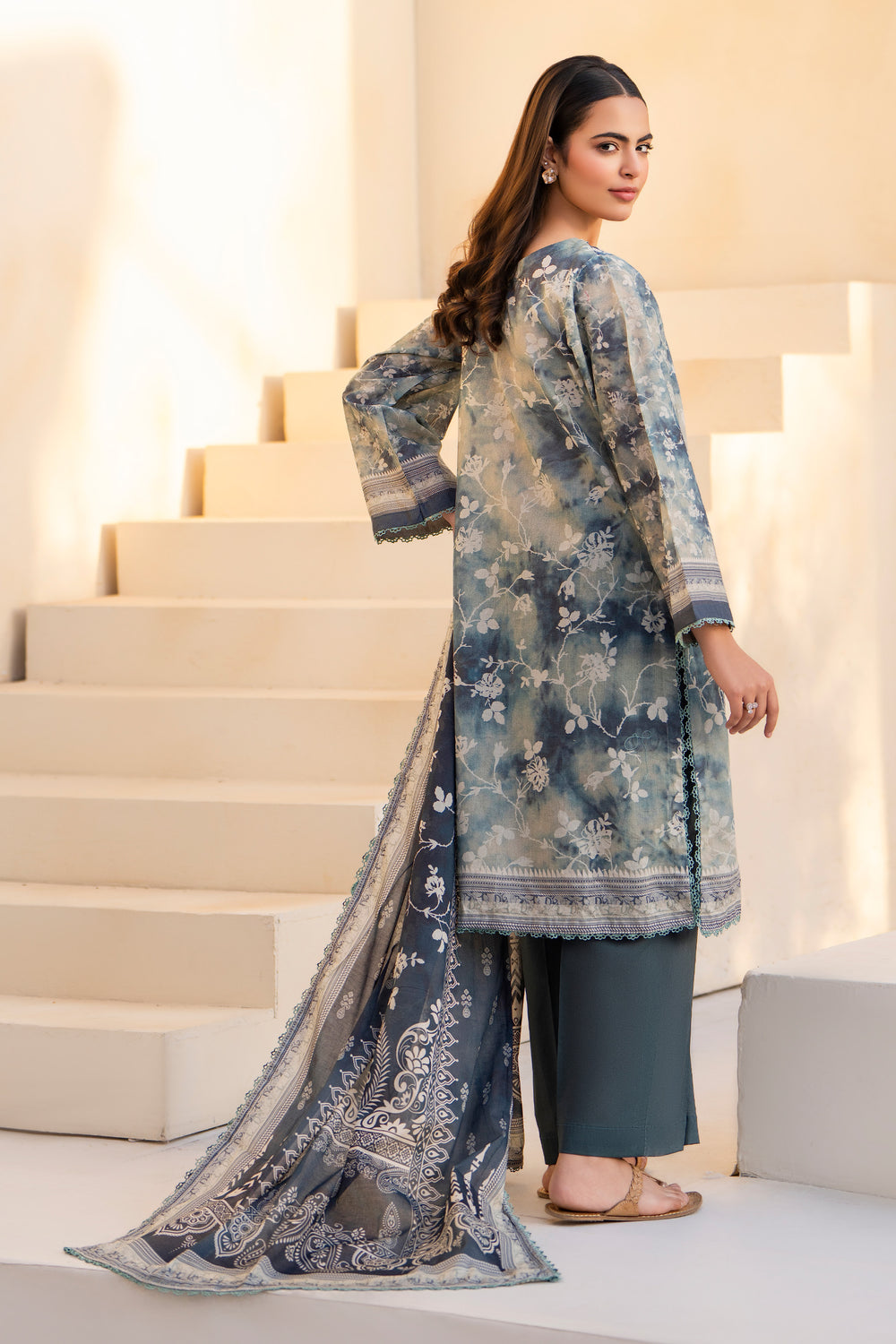 Davy Gray 3 Piece Unstitched Premium Lawn - SU25V2-S10 - JACQUARD CLOTHING