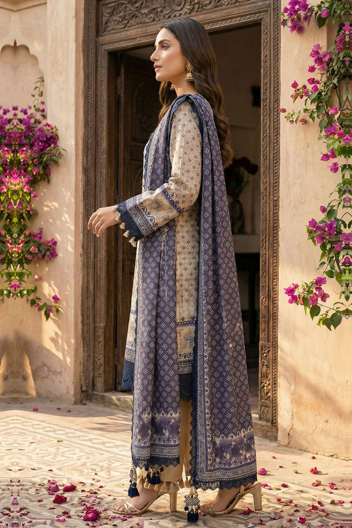 Desert Sand 3 Piece Unstitched Premium Printed Lawn Suit - Jacquard Wirsa By Zainab Collection Summer 2026
